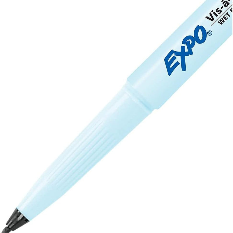 EXPO Wet Erase Markers, Semi-Permanent, Black, Ultra Fine Tip, 12 Count - For Writing on Glass, Whiteboards, Mirrors, Calendar, Labeling, Organizing