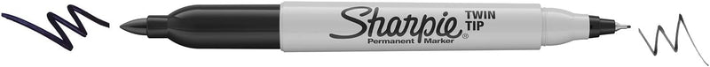 Sharpie Twin Tip Permanent Markers, Fine and Ultra Fine, Black, 4 Count
