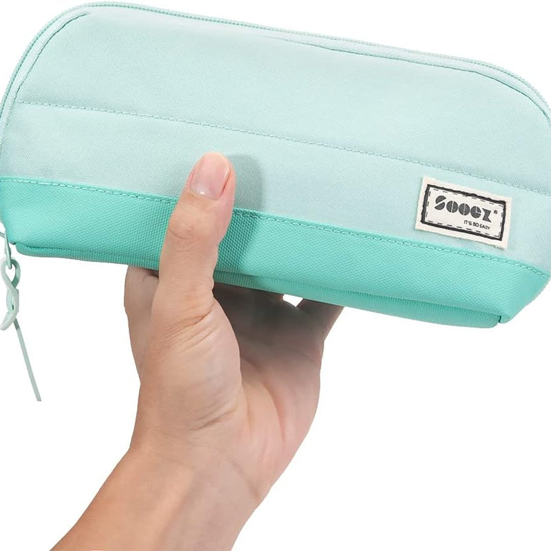 Sooez Wide-Opening Pencil Pen Case, Lightweight & Spacious Pencil Bag Pouch Box Organizer, Aesthetic Supply with Triangular Design for Adults, Grey