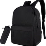 SUPACOOL Casual Laptop Backpack for Men and Women, Work backpack, Black Backpacks, College School Backpack for Boys and Girls, Lightweight Travel Back Pack(Black)