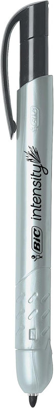 BIC Intensity Retractable Permanent Markers, Fine Bullet Tip, Black, 12-Count Pack, Permanent Markers for Teachers and Office Supplies