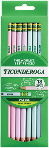 Ticonderoga Wooden Pencils, Pre-Sharpened, 2 HB Soft, Pastel Colors, 18 Count