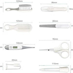 Baby Grooming Kit, Infant Safety Care Set with Hair Brush Comb Nail Clipper Nasal Aspirator,Baby Essentials Kit for Newborn Girls Boys (Grey White)