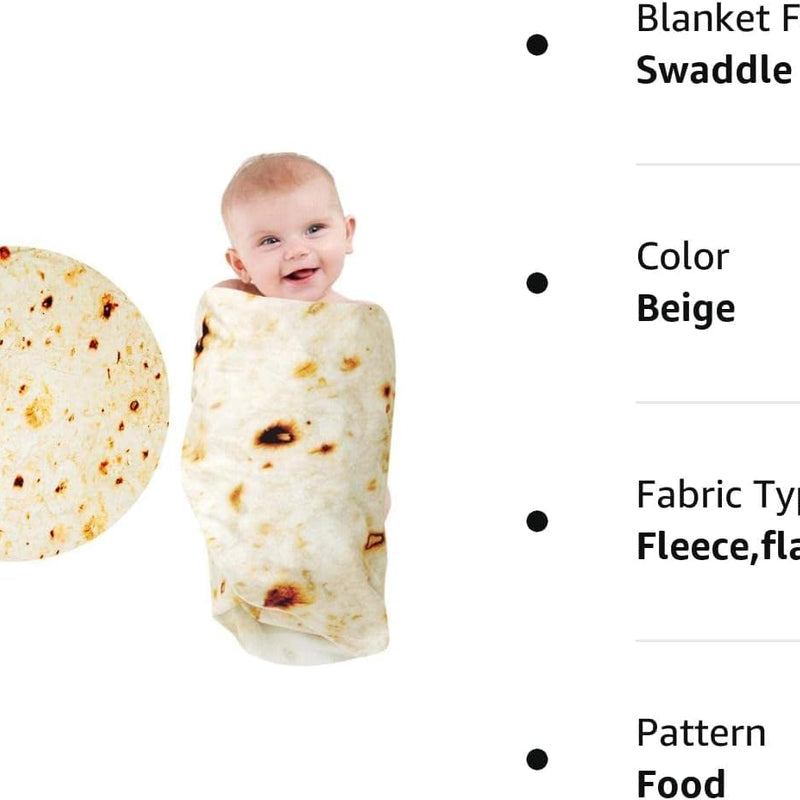 Lhedon Taco Blanket Baby Tortilla Blanket Burrito Swaddle 0-9 Months | Baby essentials blanket with 285 GSM soft flannel, ideal for nursery, stroller and travel, featuring a cute photo prop design