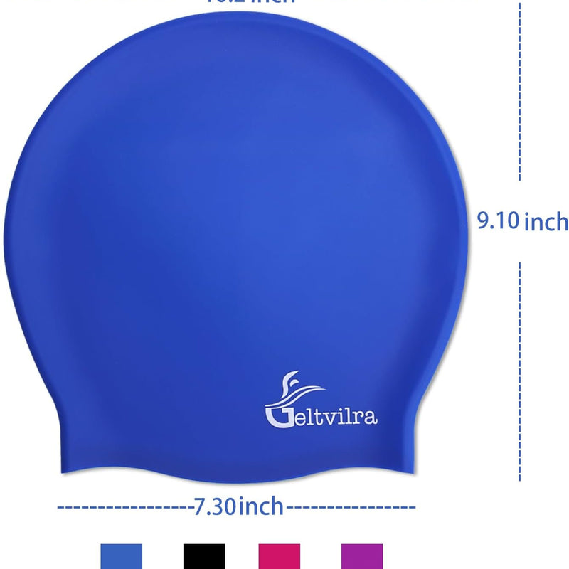 Extra Large Swim Cap for Kids Black Girls Aged 4 to 16 with Long Hair Braids Dreadlocks, Waterproof Silicone Swimming Hat Turban Hair Protection for Boys Toddler Children Youth