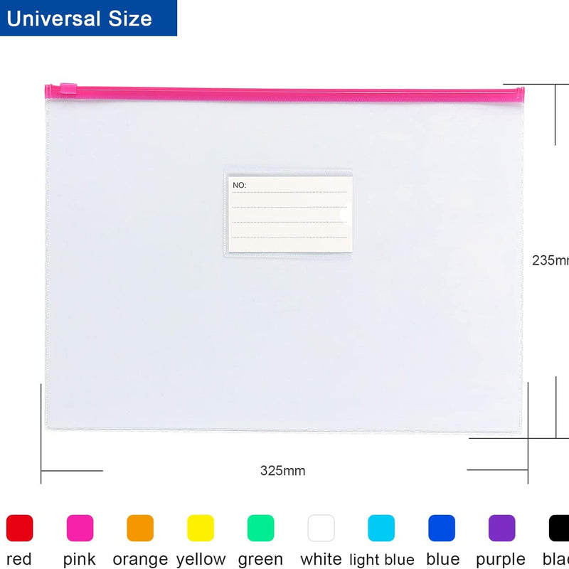 Tamaki 10 Pack Plastic Envelope, Files Zipper Folders, 13 x 9.25 Inch | Poly Zip Envelop A4 Size/Letter Size