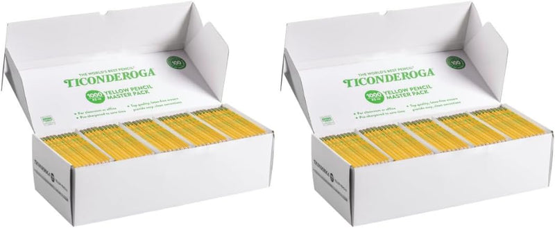 Ticonderoga Wood-Cased Pencils, Pre-Sharpened, 2 HB Soft, Yellow, 30 Count, 6 Packs/180 Count Total