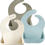 PandaEar Set of 3 Silicone Baby Bibs Waterproof, Soft, Unisex, 10-72 Months