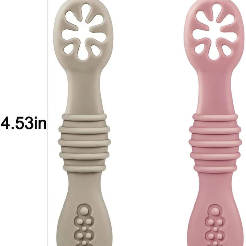 PandaEar 7 Pack Silicone Baby Feeding Spoon, Baby Led Weaning Supplies | Toddler Infant Feeding Spoon First Stage, BPA Free