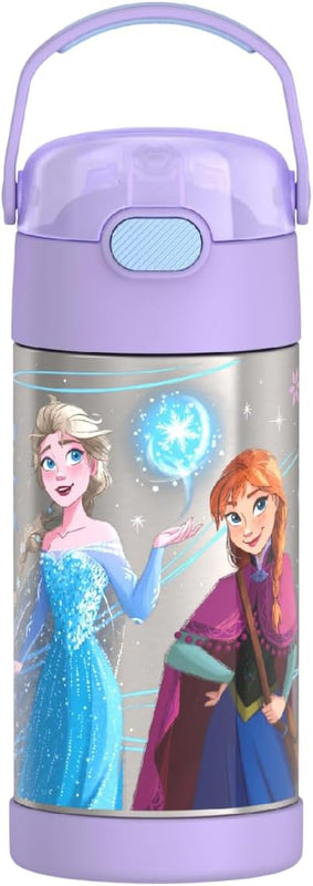 THERMOS FUNTAINER Water Bottle with Straw, 12oz, Frozen 2 | Kids Stainless Steel Insulated Water Bottle, Keeps Drinks Cold Longer for School & Play, BPA-Free