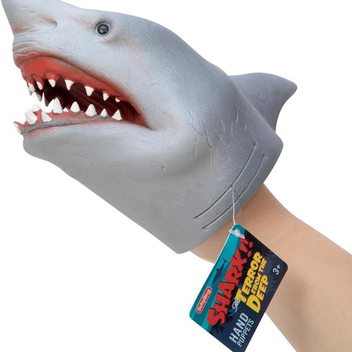 SCHYLLING Realistic Hand Puppet Shark Toy, Durable Rubber Aquatic Animal Figure for Imaginative Play, Storytelling, and Educational Fun.