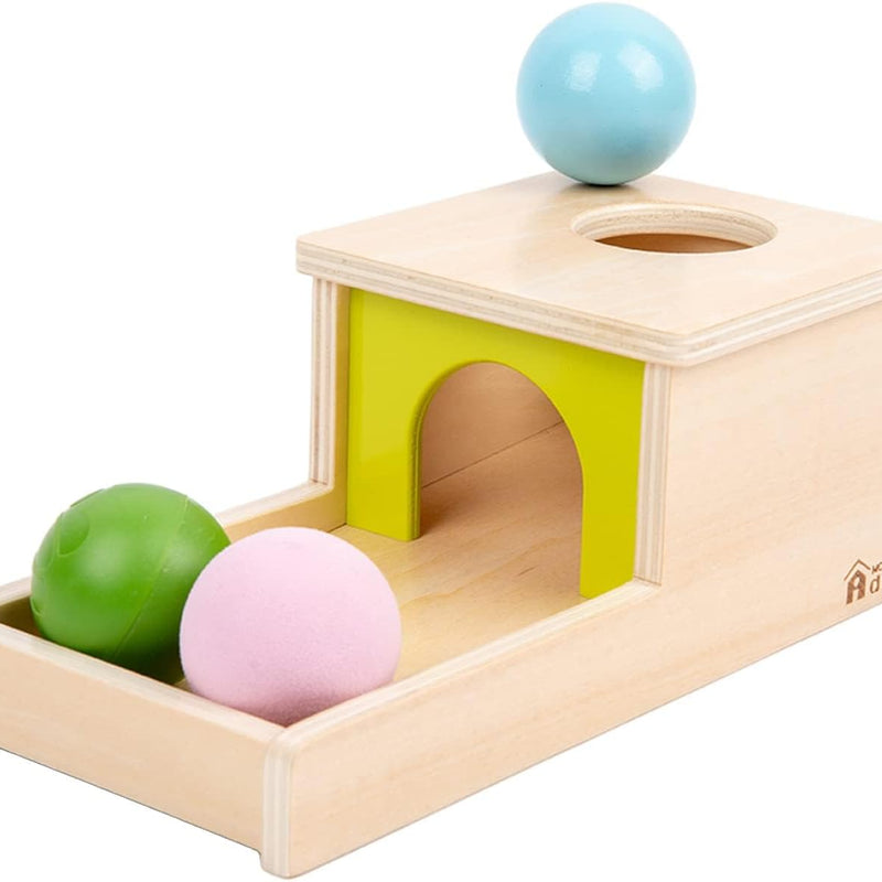 adenas montessori wooden toy for 6-12 month baby 3 balls with tray, object permanence box for toddler kid 1-2 year old preschool gift