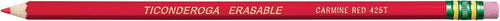 Ticonderoga Erasable Checking Wood-Cased Pencils, Pre-Sharpened, Red, 12 Count