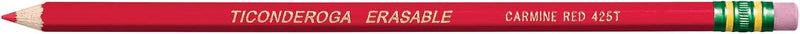 Ticonderoga Erasable Checking Wood-Cased Pencils, Pre-Sharpened, Red, 12 Count