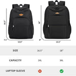 abshoo Classical Basic Womens Travel Backpack For College Men Water Resistant Bookbag (Black)