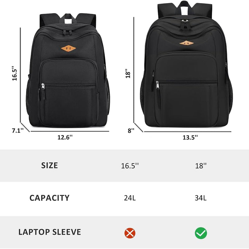 abshoo Classical Basic Womens Travel Backpack For College Men Water Resistant Bookbag (Black)
