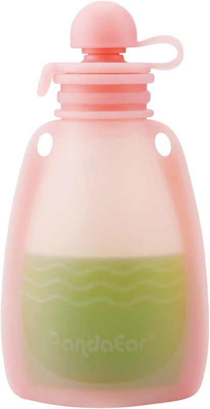 PandaEar 7 Pack Silicone Baby Food Pouches, Reusable Squeeze Pouches | BPA Free Silicone Pouches With Cleaning Brush for Toddler Kids, Refillable Food Storage, 5oz, Freezer & Dishwasher Safe