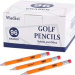 Madisi Mini Golf Pencils Bulk with Eraser, 96 Count, #2 HB Pre-Sharpened | 3.5" Short Pencils Small Half Pencils for Kids