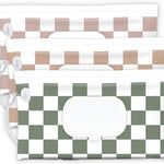 cephira Baby Wipe Holder, 3-Pack Portable Refillable Wipe Dispenser, Waterproof & Dustproof Travel Baby Wipes Case, Reusable Diaper Wipe Container with Checkerboard Design