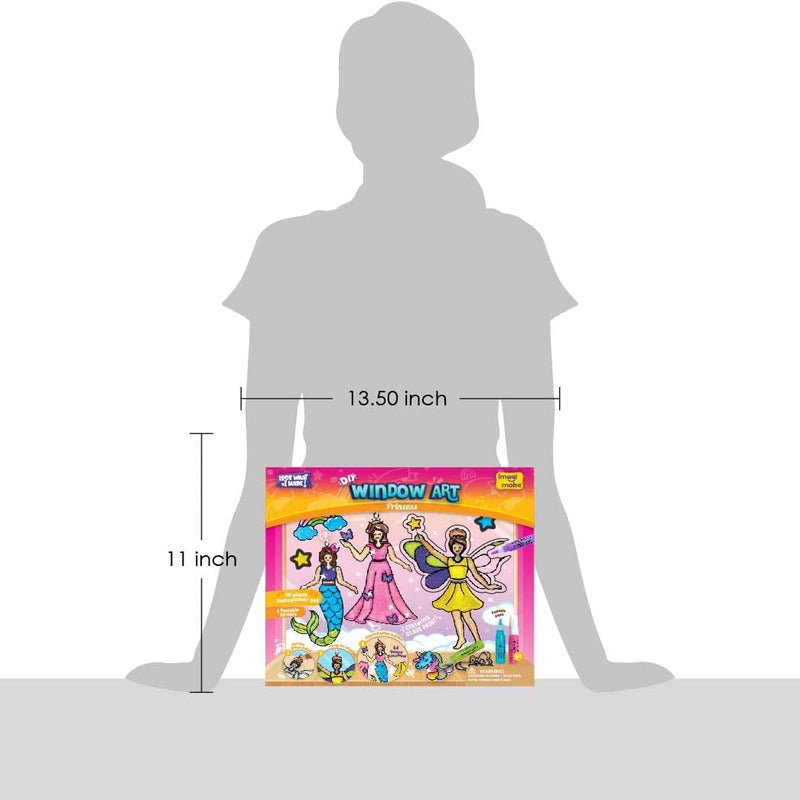 Imagimake Window Art - Princess, DIY Mess-Free 16 Pieces Suncatcher Kit | Stained Glass Painting Craft Activity for Kids, Birthday Gift for Girls Ages 5,6,7,8,9,10,12 Years Old