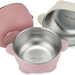 PandaEar 3 Pack Stainless Steel Baby Suction Bowls, Non-Slip Child Food Bowl with Silicone Sleeve for Kids Toddlers Infants, Unbreakable & Mess Free (Blue Green Beige)