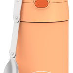 THERMOS FUNTAINER 16 Ounce Stainless Steel Vacuum Insulated Food Jar with Folding Spoon, Neon Orange
