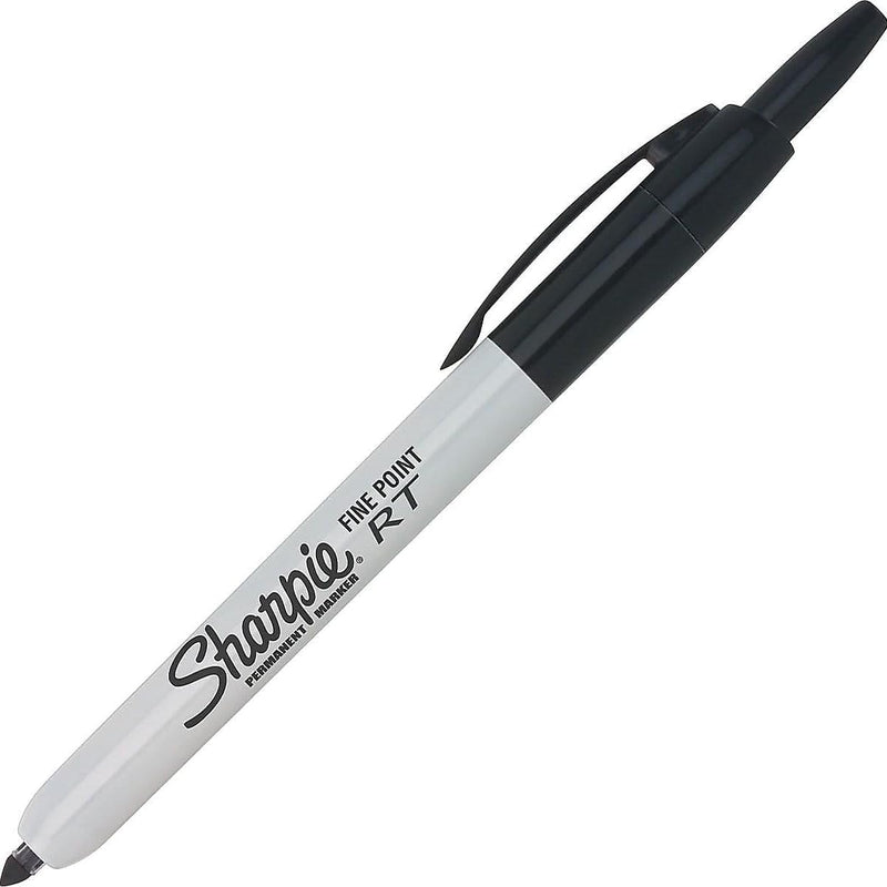 Sharpie Retractable Permanent Markers, Fine Tip, Black, 12 Count - Desk, Classroom, Office Supplies