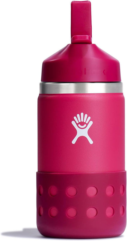 Hydro Flask Kids Water Bottle for School - Stainless Steel and Insulated with Straw Cap - 12 Oz in Anemone Purple