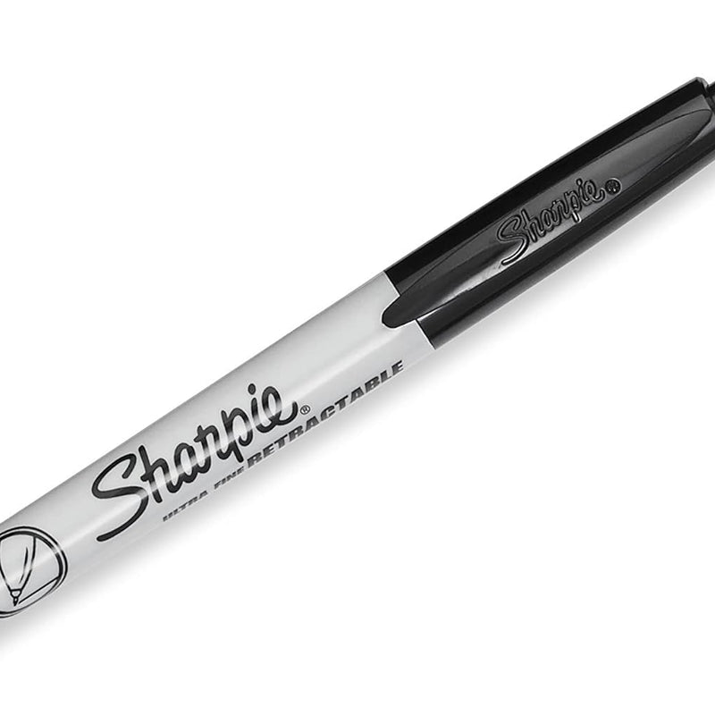 Sharpie Retractable Permanent Markers, Ultra Fine Point, Black, 12 Count