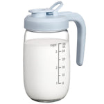 2 Pack Breast Milk Pitcher 32 OZ, Heat & Cold Resistant, Sudden Temperature Safe, Fast Baby Formula Maker with Wide Mouth, No Leak Glass Fridge Storage Container for Juice, Cold Brew-Blue, Green