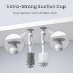 Ariseno 5-in-1 Baby Bottle Cleaner Set, Including Nylon & Silicone Bottle Brush, Cap, Straw & Nipple Brushes, BPA-Free (Grey)