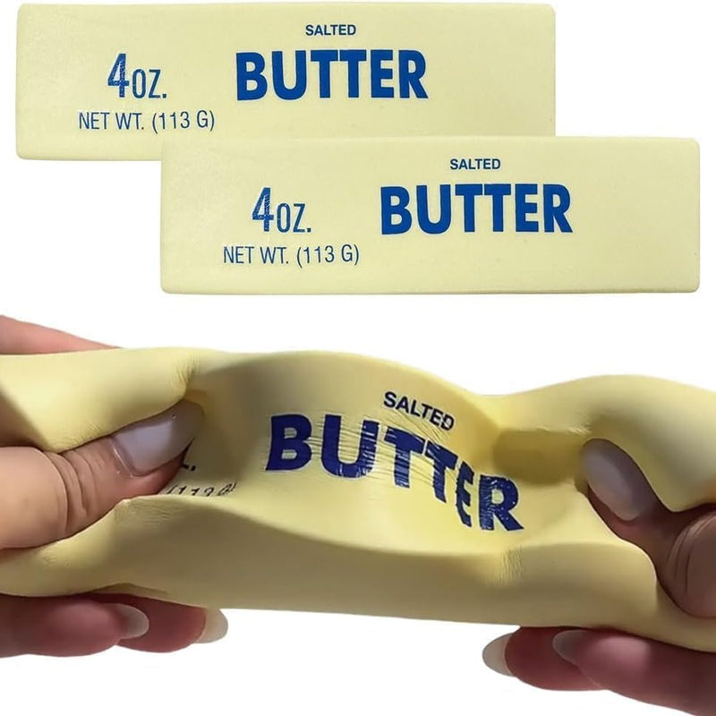 Slow Rebound Cute Butter Squeeze Stress Balls, 2026 New Squeeze Ball Realistic Butter Stick Soft Squeeze Toys, Upgrade Stress Relief Fidget Toys Wet Slow Rebound Stress Relief Toy (1, Yellow) (1Pcs)