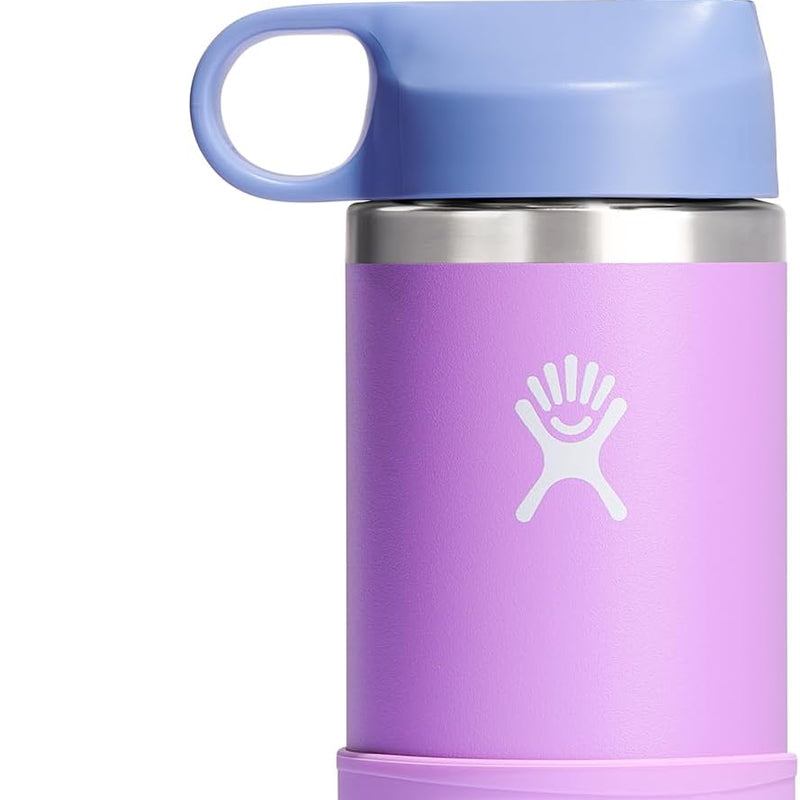 Hydro Flask Kids Water Bottle for School - Stainless Steel and Insulated with Straw Cap - 12 Oz in Anemone Purple