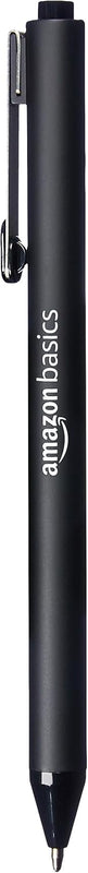 Amazon Basics Retractable Ballpoint Pens with Comfortable Grip for Smooth Writing, Black, Note-Taking, Office and School Supplies, 12-Pack