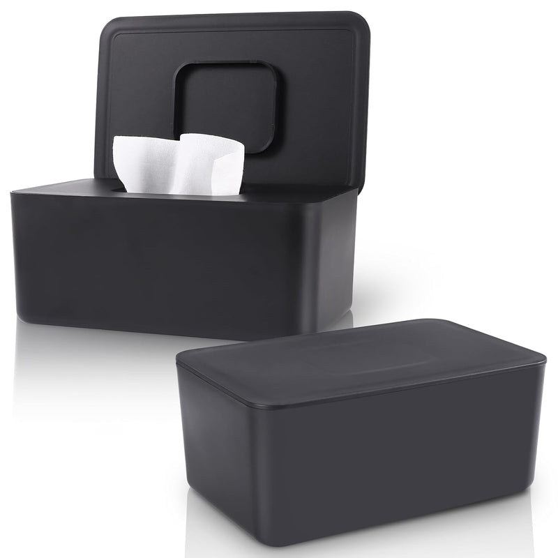LEQXGO Baby Wipes Dispenser, Wipes Dispenser Baby Wipes Case, Baby Wipe Holder for Fresh Wipes, Non-Slip Wipes Case, Wipe Container with Sealing Design Lid (Black)