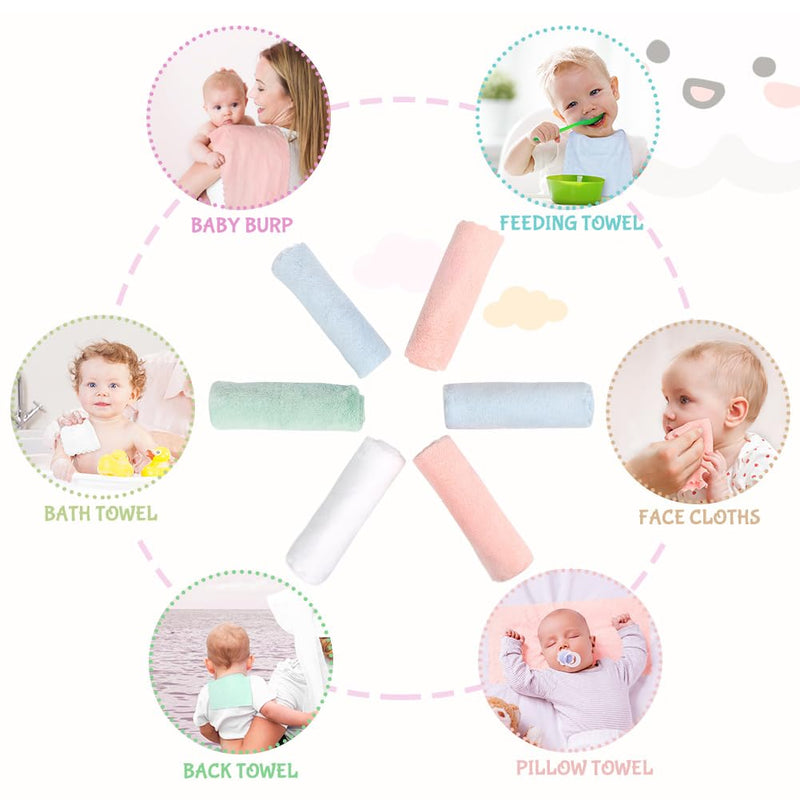 Orighty Baby Burp Cloths, 8 Pack Burping Cloths for Babies, 20 x 10 Inch | Super Soft & Absorbent Coral Fleece Towels, Large Burp Rugs for Sensitive Skin, Newborn Essentials Shower Gift Girl Boy