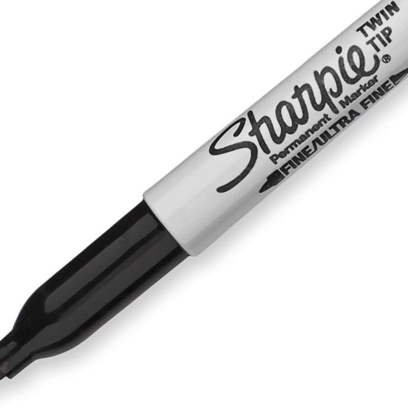 Sharpie Twin Tip Permanent Markers, Fine and Ultra Fine, Black, 4 Count