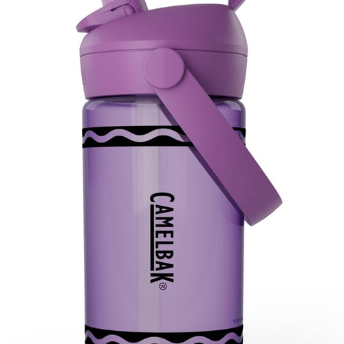 CamelBak Crayola Flip Straw Kids Water Bottle with Bite Valve, Tritan Renew Design for School and Everyday Use, 14oz, Violet