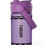 CamelBak Crayola Flip Straw Kids Water Bottle with Bite Valve, Tritan Renew Design for School and Everyday Use, 14oz, Violet