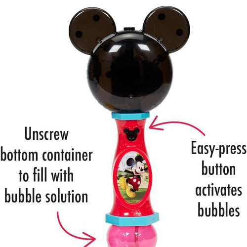 Little Kids Disney Mickey Mouse Light and Sound Musical Bubble Wand, Includes Bubble Solution, Multi (20511)
