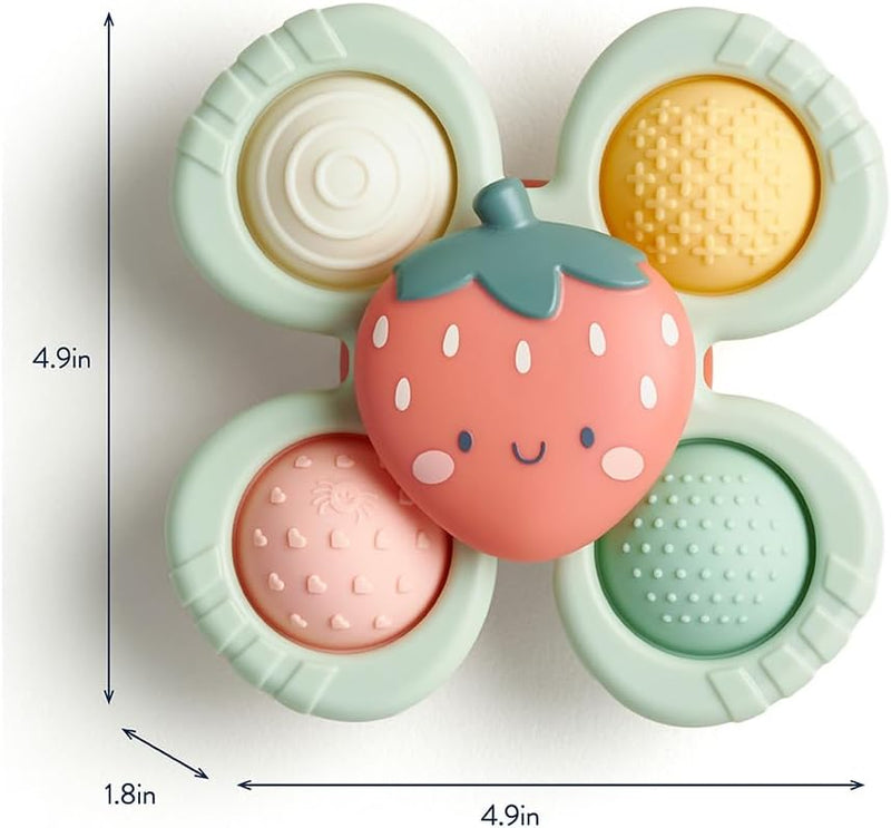 Itzy Ritzy Fidget Spinner Travel & Bath Toy - Textured Silicone Popper, Suction Cup Base for Stable Play