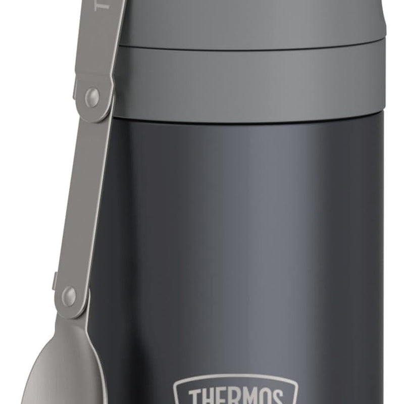 THERMOS FUNTAINER 16 Ounce Stainless Steel Vacuum Insulated Food Jar with Folding Spoon, Neon Orange