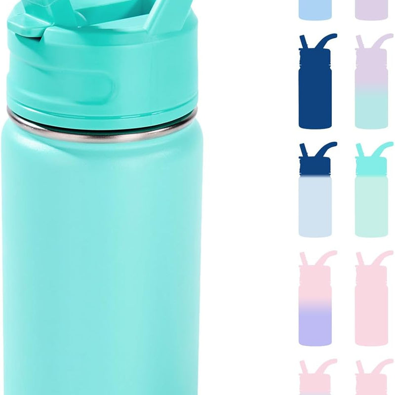 Fijinhom 12oz Kids Water Bottle for School, Toddler Water Bottles with Straws, Insulated Water Bottles for Boys&Girls, Stainless Steel Vacuum Insulated Bottle for Kids, Leak-Proof, BPA-Free, Blue
