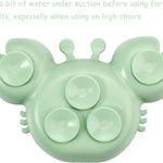 PandaEar 2 Pack Silicone Suction Plate for Baby, Divided Unbreakable Toddler Food Plate with 2 Pack Spoons for Self Feeding, Toddler Utensils Feeding Set Baby Eating Supplies, Crab Shape -Blue&Green