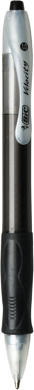 BIC Velocity Retractable Ballpoint Pens, Medium Point (1.0 mm), Black Ink Pens, 12-Count Pack, With Comfortable Grip