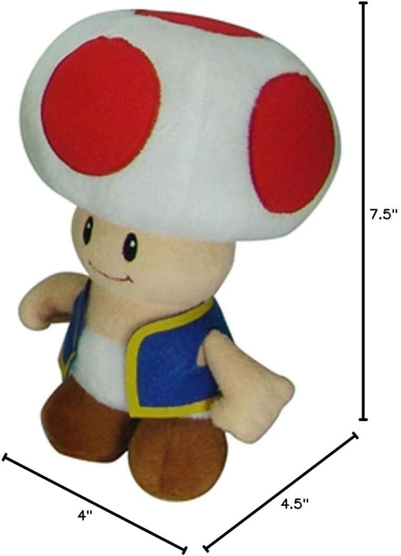 Little Buddy Super Mario All Star Collection 1417 Toad Stuffed Plush, Multicolored,7.5"