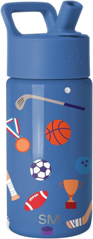 Simple Modern Kids Water Bottle & Toddler Cup | 14oz | Sports | Insulated Stainless Steel Toddler Water Bottle, Kids Tumbler with Straw | Spill Proof for School, Girls, Boys | Sports Balls