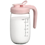 2 Pack Breast Milk Pitcher 32 OZ, Heat & Cold Resistant, Sudden Temperature Safe, Fast Baby Formula Maker with Wide Mouth, No Leak Glass Fridge Storage Container for Juice, Cold Brew-Blue, Green