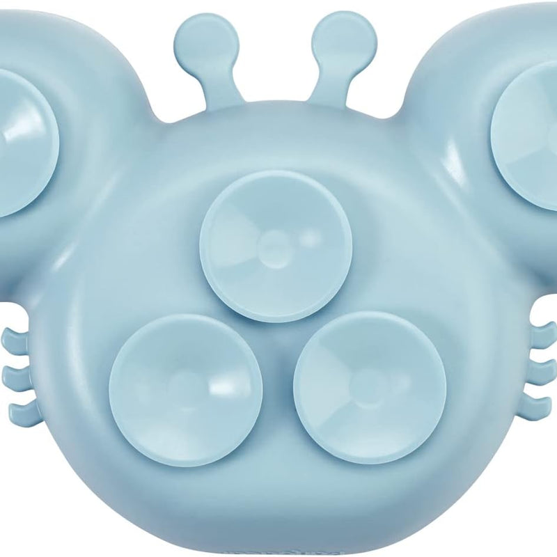 PandaEar 2 Pack Silicone Suction Plate for Baby, Divided Unbreakable Toddler Food Plate with 2 Pack Spoons for Self Feeding, Toddler Utensils Feeding Set Baby Eating Supplies, Crab Shape -Blue&Green