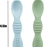 PandaEar 2 Pack Stainless Steel Baby Suction Plates & 2 Pack Spoons, Toddler Utensils Baby Feeding Set, Divided Plates for Baby Led Weaning Supplies, BPA-Free (Blue/Green)